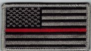 THIN RED LINE EMBROIDERED USA FLAG PATCH - SEW ON.