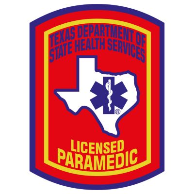 TEXAS LICENSED PARAMEDIC WITH STAR OF LIFE STICKER WINDOW STICKER - PEEL & STICK.