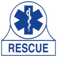 STAR OF LIFE WITH RESCUE WORDING, INSIDE WINDOW STICKER - PEEL & STICK.