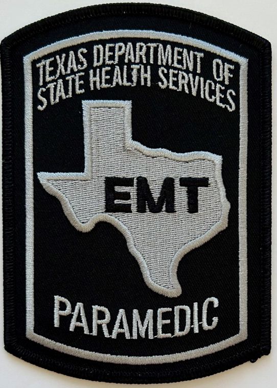 TEXAS PARAMEDIC EMT CENTER, GREY SUBDUED SHOULDER PATCH - SEW ON.