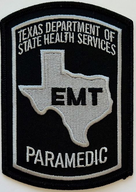 TEXAS PARAMEDIC EMT CENTER, GREY SUBDUED SHOULDER PATCH - SEW ON.