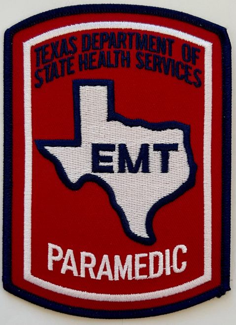 TEXAS PARAMEDIC EMT CENTER SHOULDER PATCH - SEW ON.