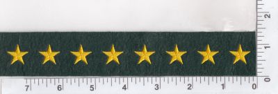 STAR HASH MARKS - 5/8" - MEDIUM GOLD on SPRUCE GREEN FELT - SEW ON.