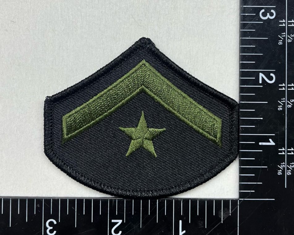 MASTER OFFICER CHEVRONS OD GREEN ON BLACK with BLACK TRIM, SOLD IN PAIRS - SEW ON.